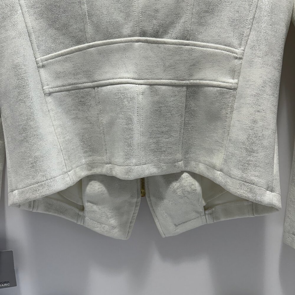 MARC NEW YORK Women's Ivory Silvery Faux Leather Jacket; Size: Small (S) - Picture 3 of 4
